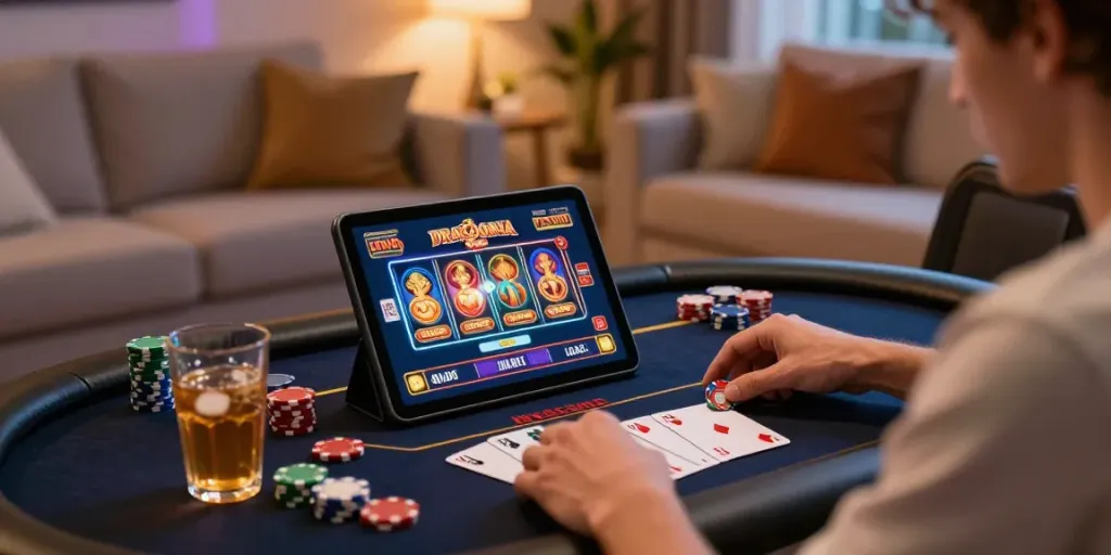 Joueur utilisant https://studiobarw.com/ pour profiter de jeux au casino en ligne Dragonia.